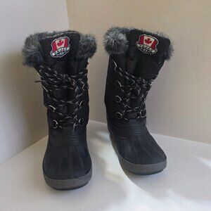 Pajar Canada Black Waterproof Winter Boots –40°C Faux Fur Lined US 9 Wide